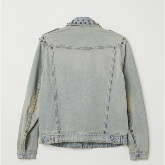 H&M studded denim moto style jacket - Picture 2 of 4